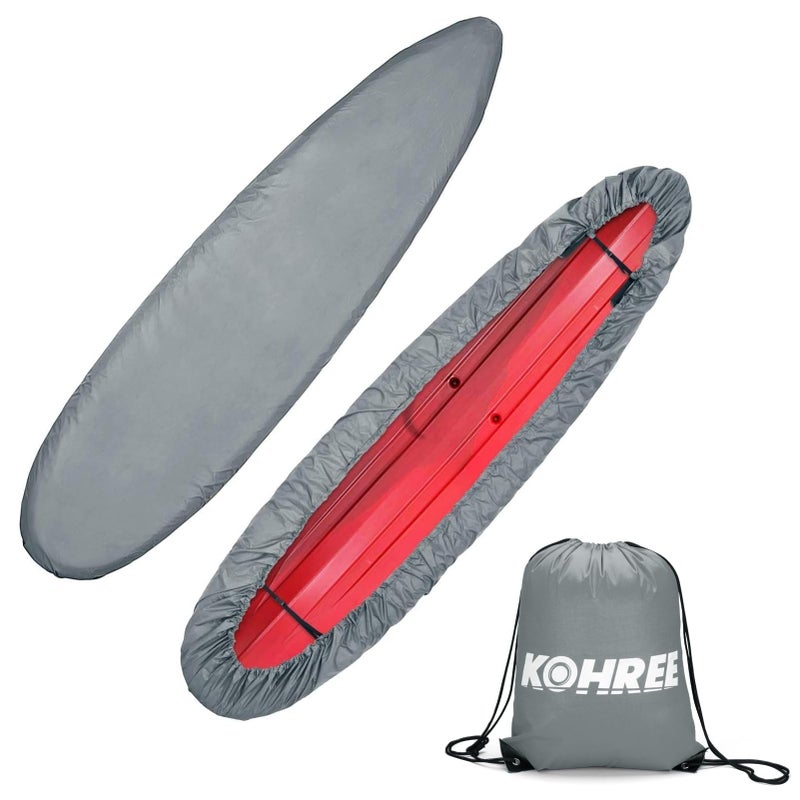 Kohree 600D Kayak Cover Waterproof, Kayak Covers for Outdoor Storage, Heavy Duty UV Protection Paddle Board Covers SUP Canoe Cover, 11.8-13.1ft - Image 1